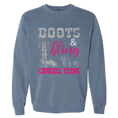 Funny Cowgirl Boots Bling Women Sleeveless Gift Cute Love Country Life Garment-Dyed Sweatshirt