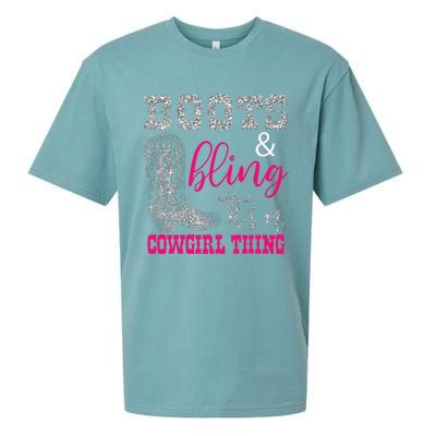 Funny Cowgirl Boots Bling Women Sleeveless Gift Cute Love Country Life Sueded Cloud Jersey T-Shirt