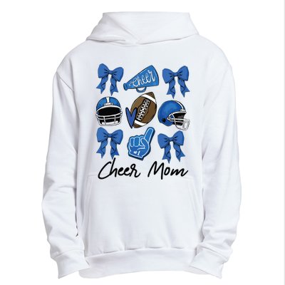 Football Coquette Bow Cheer Mom Blue Urban Pullover Hoodie