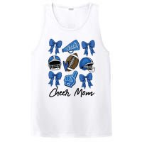 Football Coquette Bow Cheer Mom Blue PosiCharge Competitor Tank