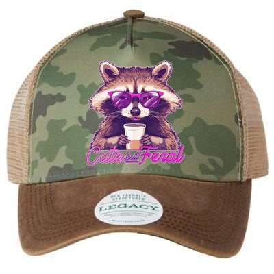Funny Cute But Feral Coffee Raccoon Legacy Tie Dye Trucker Hat