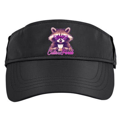 Funny Cute But Feral Coffee Raccoon Adult Drive Performance Visor