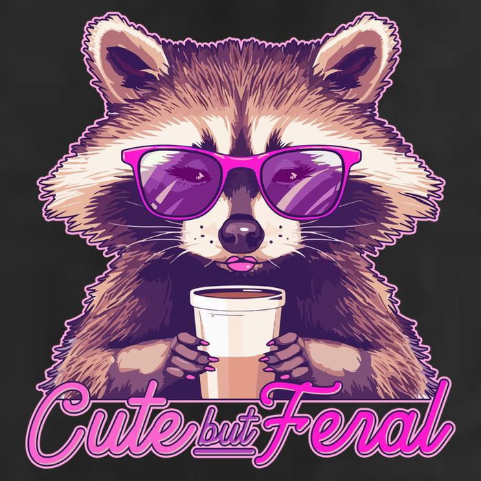 Funny Cute But Feral Coffee Raccoon Adult Drive Performance Visor