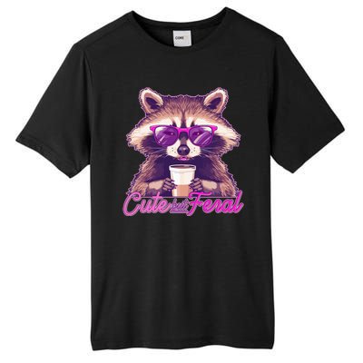 Funny Cute But Feral Coffee Raccoon Tall Fusion ChromaSoft Performance T-Shirt