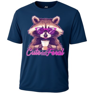 Funny Cute But Feral Coffee Raccoon Performance Shirt