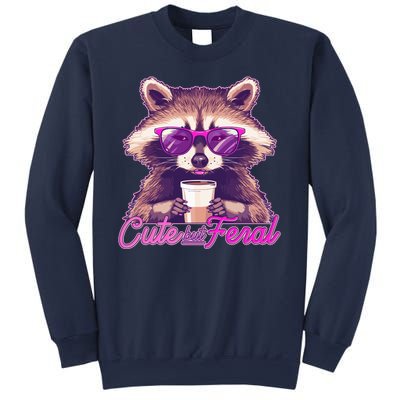 Funny Cute But Feral Coffee Raccoon Sweatshirt