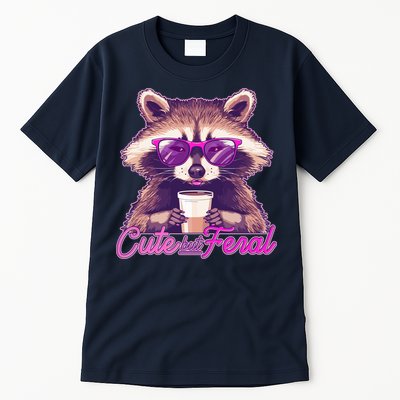 Funny Cute But Feral Coffee Raccoon Tall T-Shirt