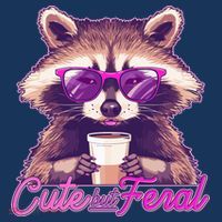Funny Cute But Feral Coffee Raccoon Drawstring Bag