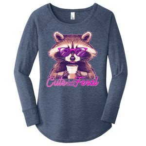 Funny Cute But Feral Coffee Raccoon Women's Perfect Tri Tunic Long Sleeve Shirt