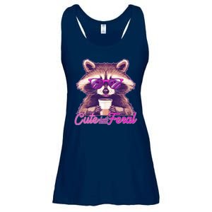 Funny Cute But Feral Coffee Raccoon Ladies Essential Flowy Tank