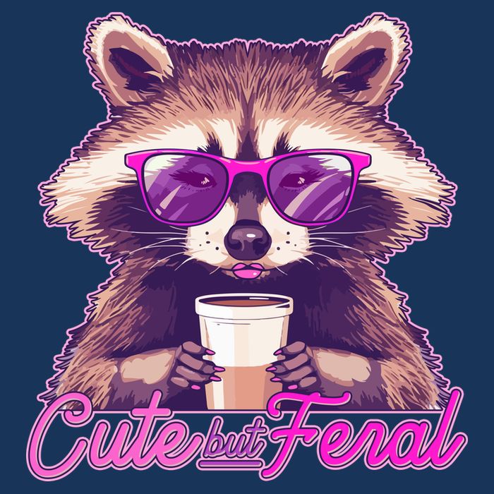 Funny Cute But Feral Coffee Raccoon 16 in Basic Backpack