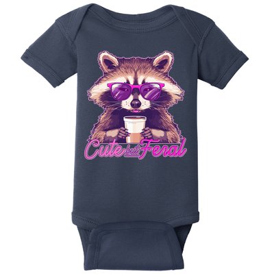 Funny Cute But Feral Coffee Raccoon Baby Bodysuit