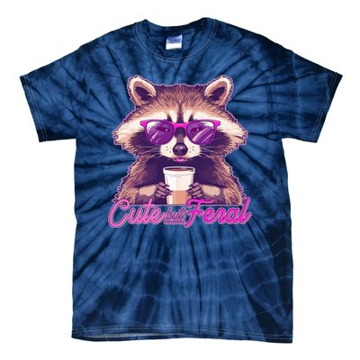 Funny Cute But Feral Coffee Raccoon Tie-Dye T-Shirt