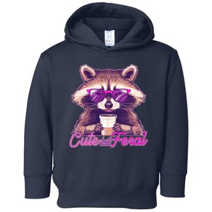 Funny Cute But Feral Coffee Raccoon Toddler Hoodie