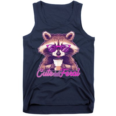 Funny Cute But Feral Coffee Raccoon Tank Top