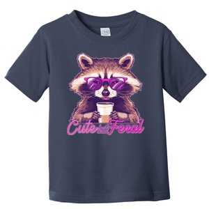 Funny Cute But Feral Coffee Raccoon Toddler T-Shirt