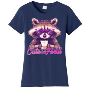 Funny Cute But Feral Coffee Raccoon Women's T-Shirt