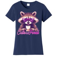 Funny Cute But Feral Coffee Raccoon Women's T-Shirt