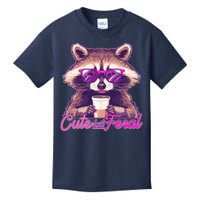 Funny Cute But Feral Coffee Raccoon Kids T-Shirt