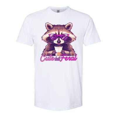 Funny Cute But Feral Coffee Raccoon Softstyle® CVC T-Shirt