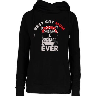 Funny Cat Best Cat Mom Ever Meow with my Cat Tee for   Womens Funnel Neck Pullover Hood