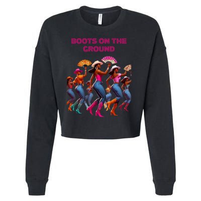 Funny Cowgirl Boots Bling Cute Love Country Life Cropped Pullover Crew