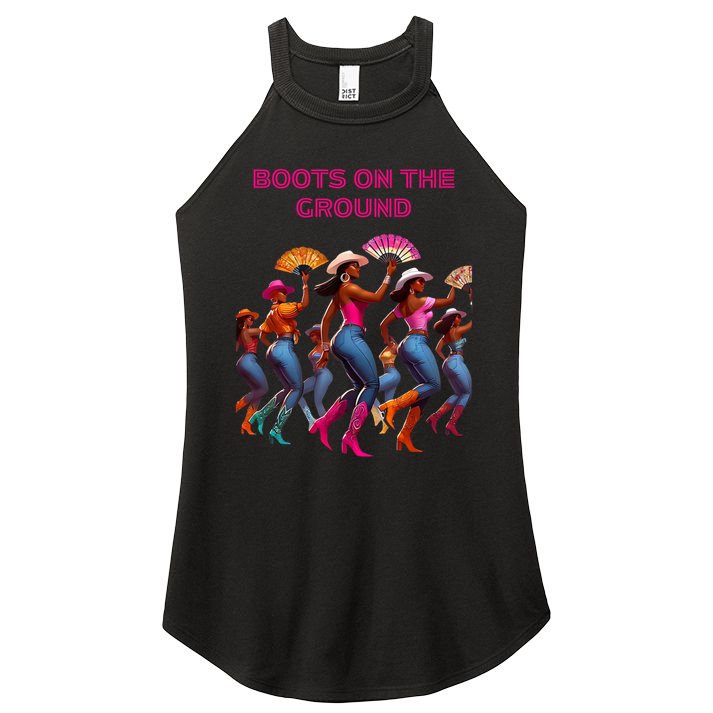 Funny Cowgirl Boots Bling Cute Love Country Life Women's Perfect Tri Rocker Tank