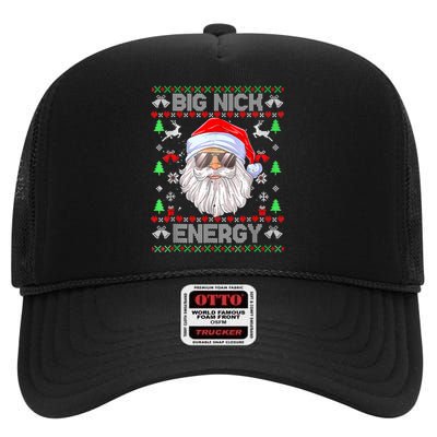 Funny Christmas Big Nick Energy Santa Naughty Adult Humor High Crown Mesh Back Trucker Hat