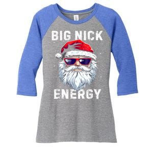 Funny Christmas Big Nick Energy Santa Naughty Adult Humor Women's Tri-Blend 3/4-Sleeve Raglan Shirt