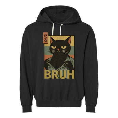 Funny Cat Bruh Meme Japanese Anime  Garment-Dyed Fleece Hoodie