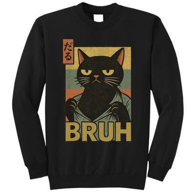 Funny Cat Bruh Meme Japanese Anime  Sweatshirt