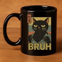 Funny Cat Bruh Meme Japanese Anime  11oz C Handle Ceramic Mug