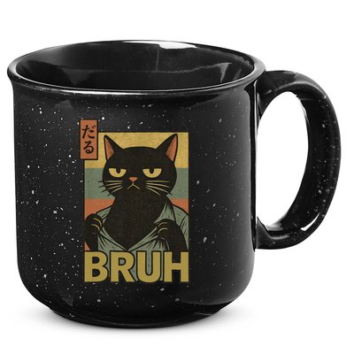 Funny Cat Bruh Meme Japanese Anime  15oz Campfire Ceramic Mug