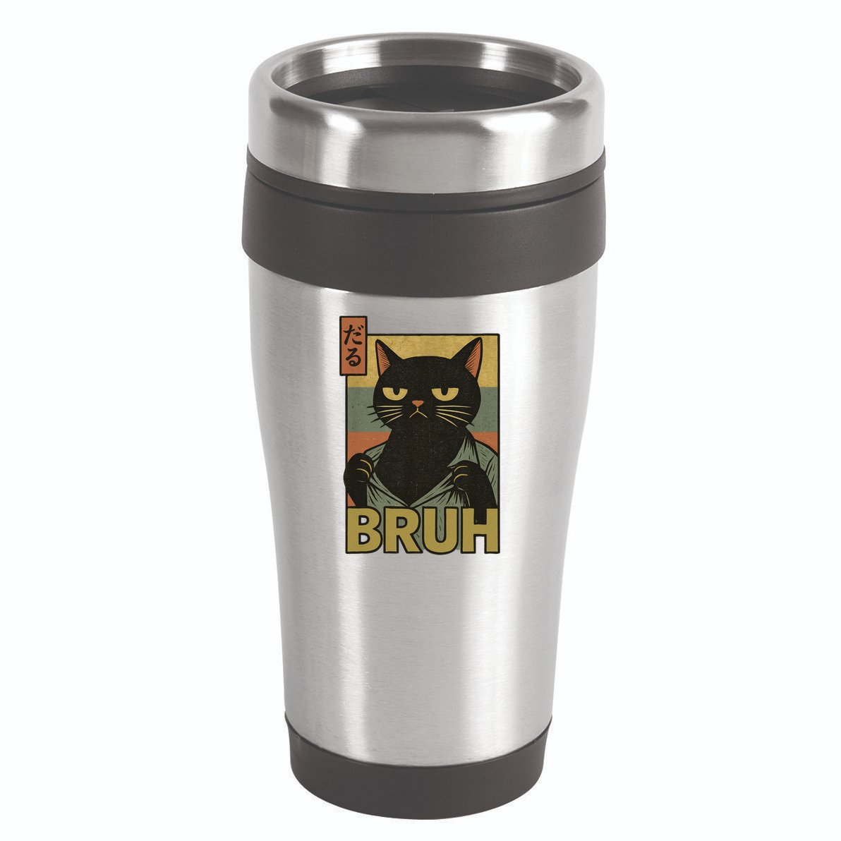 Funny Cat Bruh Meme Japanese Anime  16oz Travel Tumbler