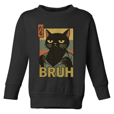 Funny Cat Bruh Meme Japanese Anime  Toddler Sweatshirt