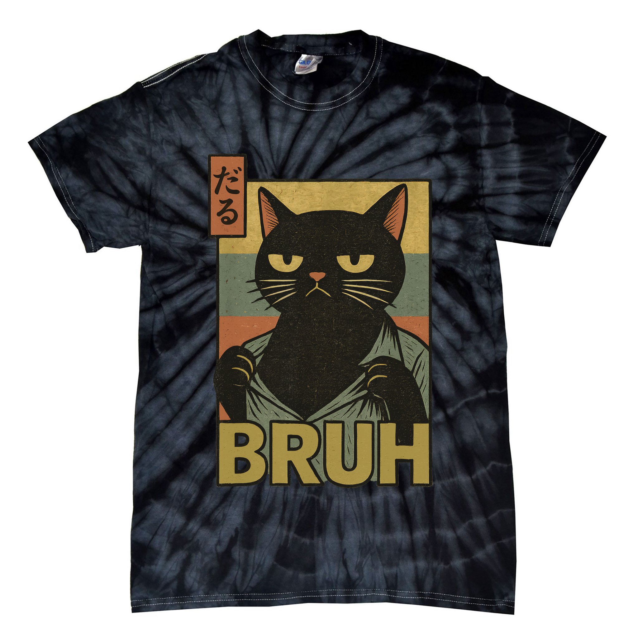 Funny Cat Bruh Meme Japanese Anime  Tie-Dye T-Shirt