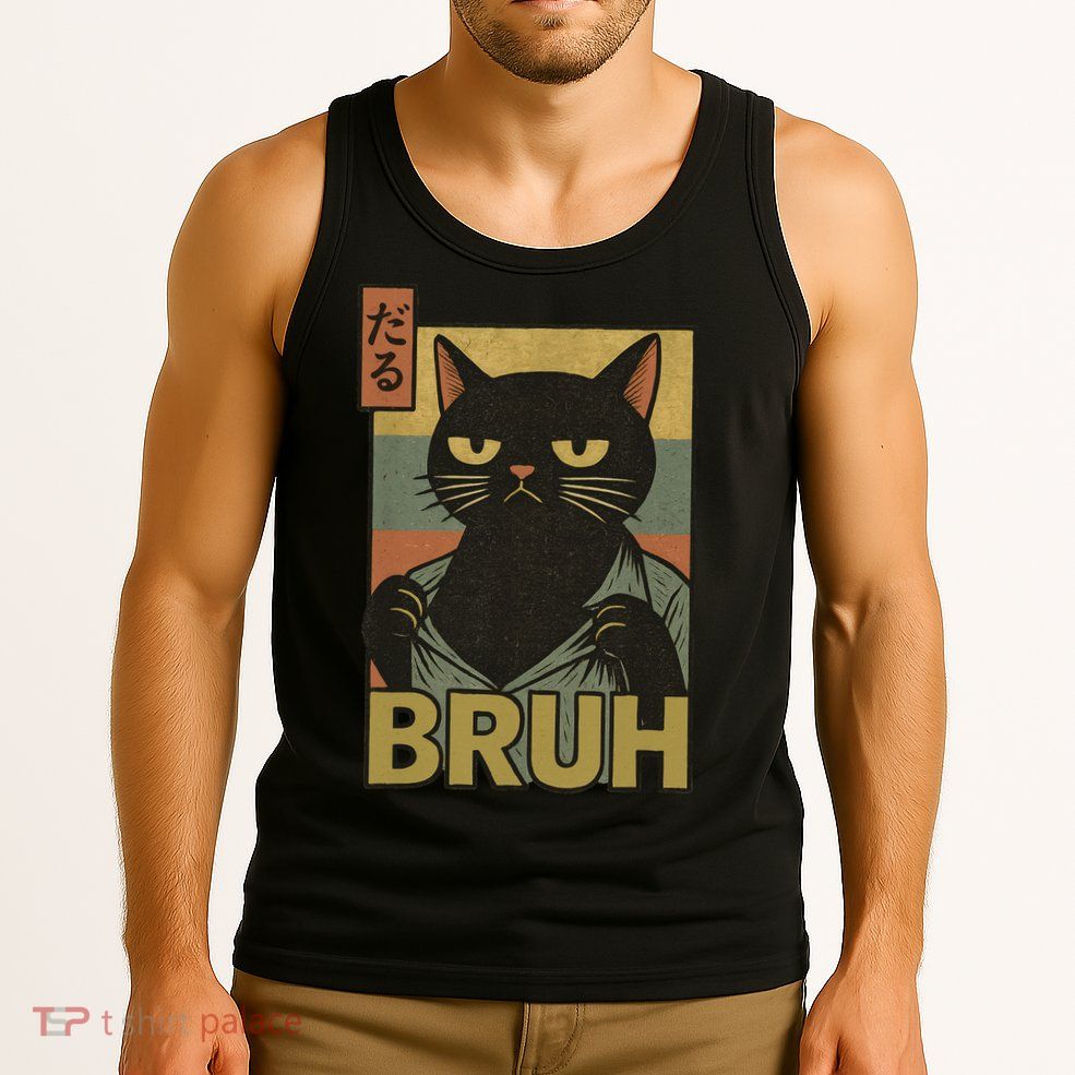Funny Cat Bruh Meme Japanese Anime  Tank Top