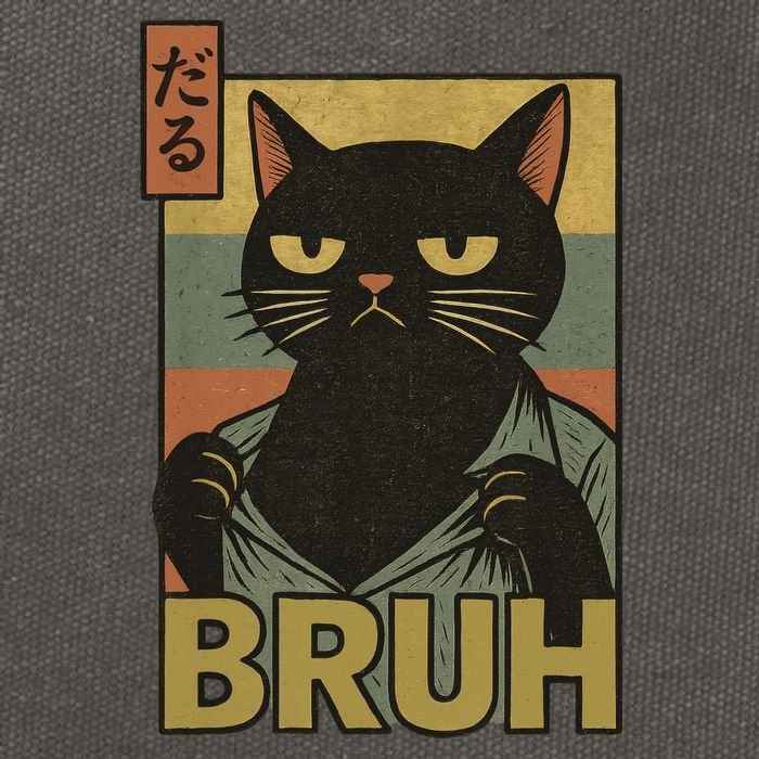 Funny Cat Bruh Meme Japanese Anime  Cotton Canvas Backpack