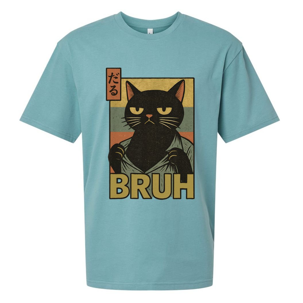 Funny Cat Bruh Meme Japanese Anime  Sueded Cloud Jersey T-Shirt