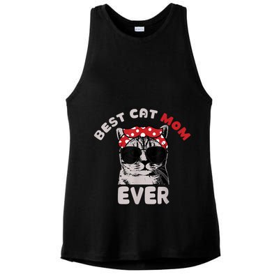 Funny Cat Best Cat Mom Ever Meow With My Cat Tee Ladies PosiCharge Tri-Blend Wicking Tank
