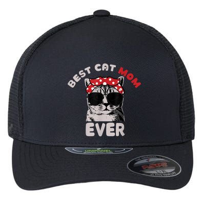 Funny Cat Best Cat Mom Ever Meow With My Cat Tee Flexfit Unipanel Trucker Cap