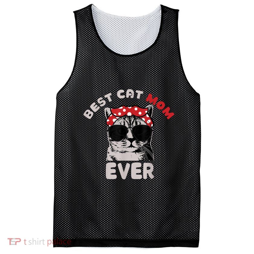 Funny Cat Best Cat Mom Ever Meow With My Cat Tee Mesh Reversible Basketball Jersey Tank