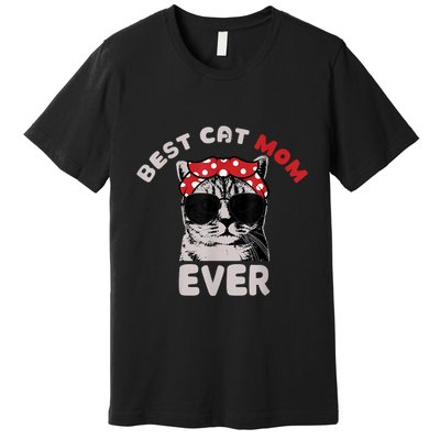 Funny Cat Best Cat Mom Ever Meow With My Cat Tee Premium T-Shirt