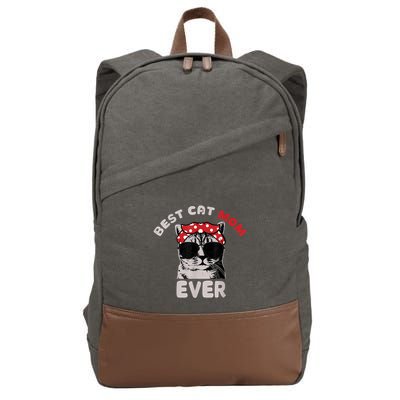 Funny Cat Best Cat Mom Ever Meow With My Cat Tee Cotton Canvas Backpack