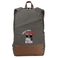 Funny Cat Best Cat Mom Ever Meow With My Cat Tee Cotton Canvas Backpack
