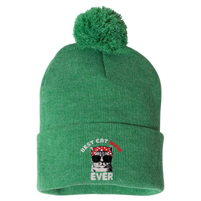 Funny Cat Best Cat Mom Ever Meow With My Cat Tee Pom Pom 12in Knit Beanie