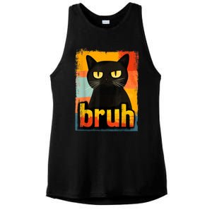 Funny Cat Bruh Meme Graphic Ladies PosiCharge Tri-Blend Wicking Tank