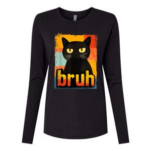 Funny Cat Bruh Meme Graphic Womens Cotton Relaxed Long Sleeve T-Shirt