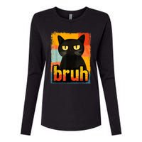 Funny Cat Bruh Meme Graphic Womens Cotton Relaxed Long Sleeve T-Shirt