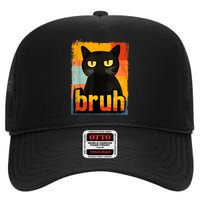 Funny Cat Bruh Meme Graphic High Crown Mesh Back Trucker Hat